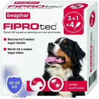 Beaphar 2x Fiprotec Anti Teken- & Vlooiendruppels Hond 40 - 60 kg 4 stuks