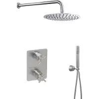 Mueller Cross inbouw regendouche met wand arm en hoofddouche 20cm RVS look