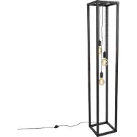 QAZQA Industriële vloerlamp zwart 3-lichts - Big Cage