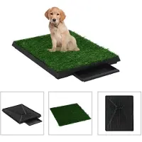 vidaXL Huisdierentoiletten 2 st met bak en kunstgras 63x50x7 cm groen