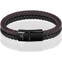 Memphis Dubbele leren armband Duo Color Zwart Bruin-23cm