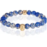 Memphis Blauwe kralen armband Natuursteen Doodshoofd