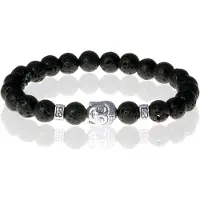 Memphis Kralen armband Lavasteen Buddha Silver