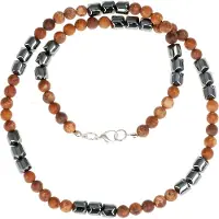 Memphis Kralenketting heren Bruin natuursteen en Hematiet