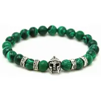 Memphis Kralen heren armband groen natuursteen Spartan Helmet