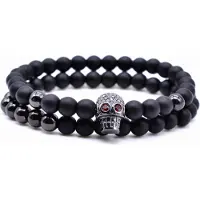 Memphis kralen armband Agaat Skull Black