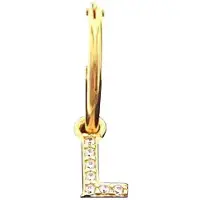 New Bling 9NB 906L Zilveren Oorring met letterhanger - Zirkonia - L - Half Paar - Goudkleurig