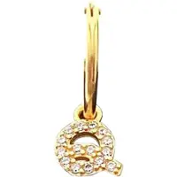 New Bling 9NB 906Q Zilveren Oorring met letterhanger - Zirkonia - Q - Half Paar - Goudkleurig