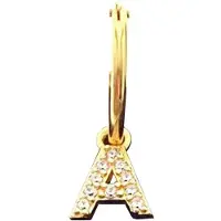 New Bling 9NB 906A Zilveren Oorring met letterhanger - Zirkonia - A - Half Paar - Goudkleurig