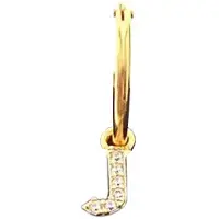 New Bling Cadeau voor haar 9NB 906J Zilveren Oorring met letterhanger - Zirkonia - J - Half Paar - Goudkleurig