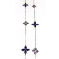 Sophie Lange zilveren collier halssnoer Model Refined Repitition gezet met blauwe stenen