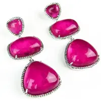 Sophie Zilveren oorringen oorbellen Model Pink Trio gezet met roze stenen en cubic zirconia