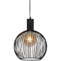 QAZQA Design ronde hanglamp zwart 30 cm - Wire Dos