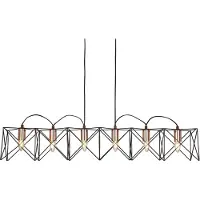 Searchlight Eetkamer hanglamp Anthea 6-lichts zwart met roodkoper