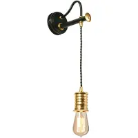 Elstead Lighting LED Wandlamp Douille | 1X E27 Max 60W | Black/Polished Brass