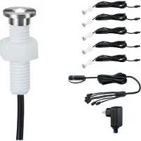 Paulmann Plug & Shine LED-grondinbouwlamp MicroPen II Basisset IP67 3000K 5x0,2W 21VA Zilver