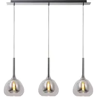 Brilliant Eetkamer hanglamp Hadan chroom met smoke glas