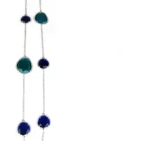 Sophie Lange zilveren collier halsketting Model Magic Colors gezet met blauwe en groene stenen