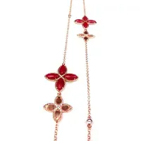 Sophie Lange zilveren collier halssnoer roos goud verguld Model Delicate Feminine gezet met rode stenen