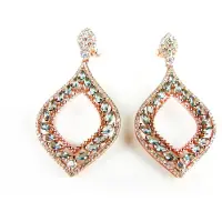 Sophie Zilveren oorringen roos goud veguld Model Grey Elegance zilveren oorringen oorbellen roos goud verguld gezet met grijze stenen en cubic zirconia
