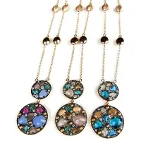 Sophie Zilveren halsketting collier halssnoer roos goud verguld Model Double Full Moon gezet met blauwe en roze stenen