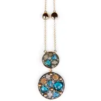Sophie Zilveren halssnoer collier halsketting roos goud verguld Model Double Full Moon gezet met blauwe stenen