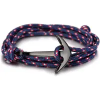 LGT JWLS Anker armband zwart met blauw polyester koord