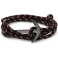 LGT JWLS Zwarte anker armband met polyester koord