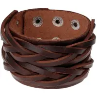 LGT JWLS Leren mannen armband bruin ingesneden leer
