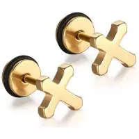 Mendes Cross Stud oorbellen edelstaal Goud