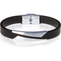 LGT JWLS Zwarte Siliconen armband RVS Element Zilver