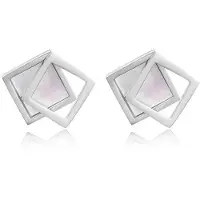 Cilla Jewels Dames oorknoppen Double Square Shell Zilverkleurig