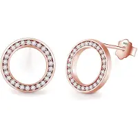 Cilla Jewels dames oorknoppen 925 Zilver Open Circle Rose