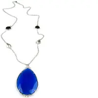 Sophie Zilveren halsketting collier halssnoer Model Raindrop gezet met felblauwe steen