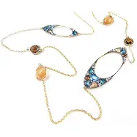 Sophie zilveren collier halsketting geel goud verguld model magic stardust big gezet gekleurde-stenen-blauw-bruin oranje
