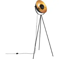 QAZQA Vloerlamp zwart met goud 42 cm verstelbaar tripod - Magnax