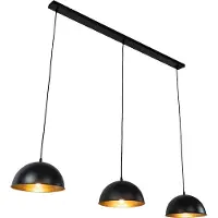 QAZQA Industriële hanglamp zwart met goud 3-lichts - Magnax