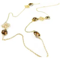 Sophie Zilveren collier halsketting geel goud verguld Model Glossy Stones gezet met bruine stenen