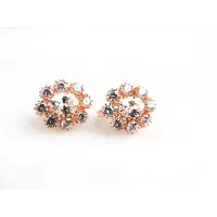 Sophie model Entourage zilveren oorringen roos goud verguld gezet met cubic zirconia