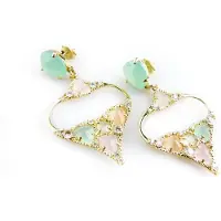 Sophie Zilveren oorringen Model Glittering Colors Small gezet met gekleurde stenen groen