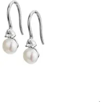 Trendjuwelier huiscollectie TFT Oorhangers Franse Haak Parel En Zirkonia Zilver Gerhodineerd Glanzend