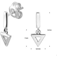 Trendjuwelier huiscollectie TFT Oorhangers Driehoek Zilver Gerhodineerd Glanzend 14 mm x 5.5 mm