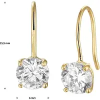 Trendjuwelier huiscollectie Oorhangers Franse Haak Zirkonia Geelgoud Glanzend