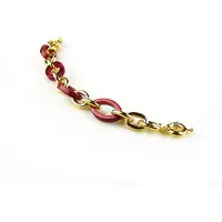Sophie model Marilyn Monroe armband in brons goudkleurige schakels met roze resin