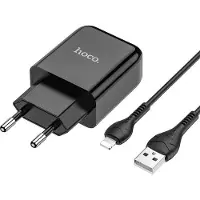 Generic N2 Vigour - Compacte USB Oplader - Reislader - EU Plug - Universele 10W Lader + USB naar Lightning Kabel - Voor Apple iPhone - Zwart