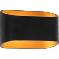 QAZQA Moderne wandlamp zwart met gouden binnenkant ovaal - Alone