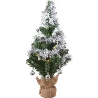 Lumineo Mini kerstboom tafelboom mini D-H-Z boom h60 cm-20L groen/zilver Everlands