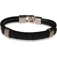 LGT JWLS LGT Jewels heren armband Leer Touw Zwart- 20.5cm