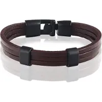 LGT JWLS LGT Jewels heren armband Bruin leer Schuifgesp - 20cm