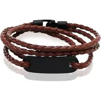 LGT JWLS LGT Jewels Wrap armband Bruin Gevlochten leer Schuifgesp - 19.5cm